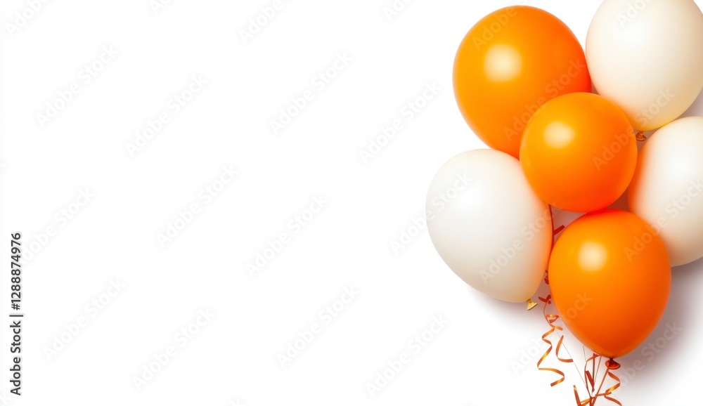 custom made wallpaper toronto digitalOrange and white balloons on white background with confetti. Festive and celebratory image, perfect for party invitations or celebrations. Bright