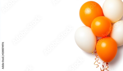 Wallpaper Mural Orange and white balloons on white background with confetti. Festive and celebratory image, perfect for party invitations or celebrations. Bright Torontodigital.ca