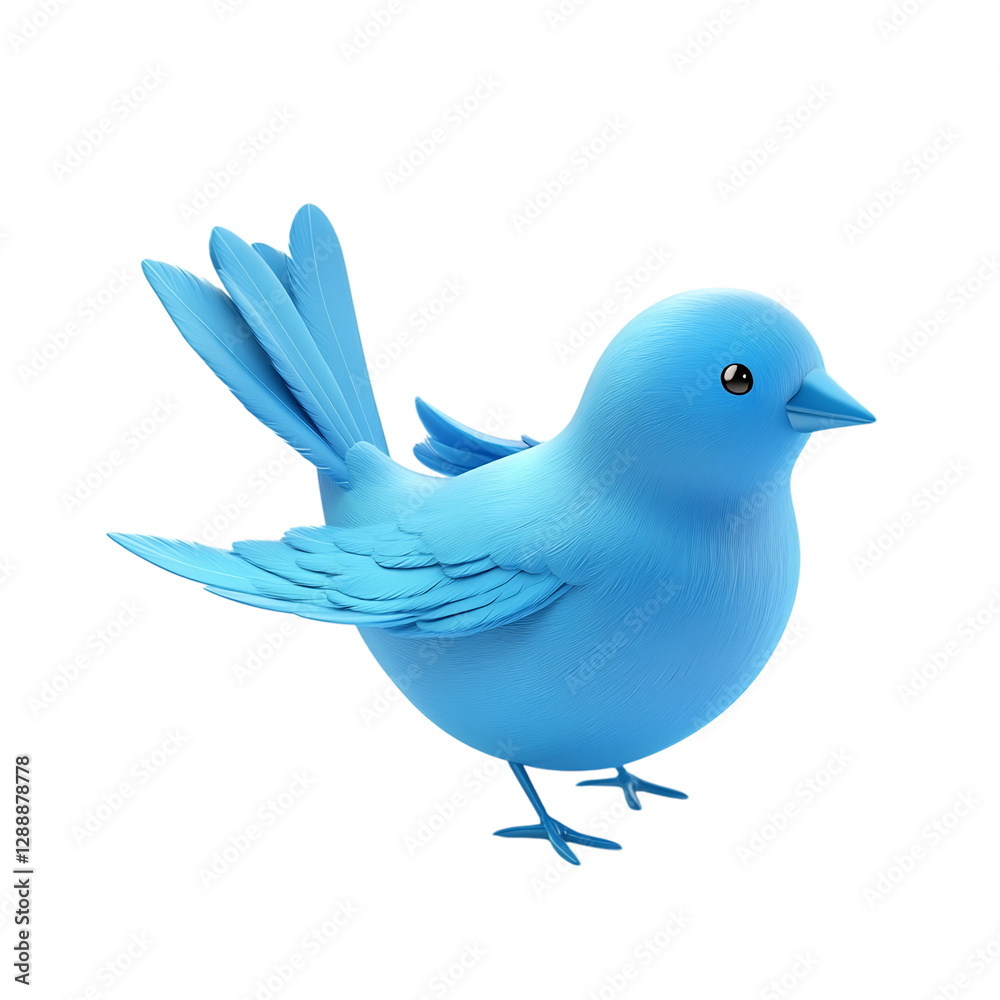 A Sleek Twitter Bird Icon in Vibrant Sky Blue Isolated on Transparent Background A Sleek Twitter Bird Icon in Vibrant Sky Blue Isolated on Transparent Background
