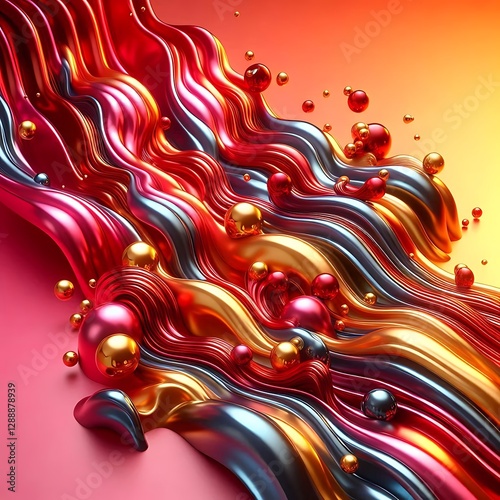 Colorful waves of 3D liquid flowing
