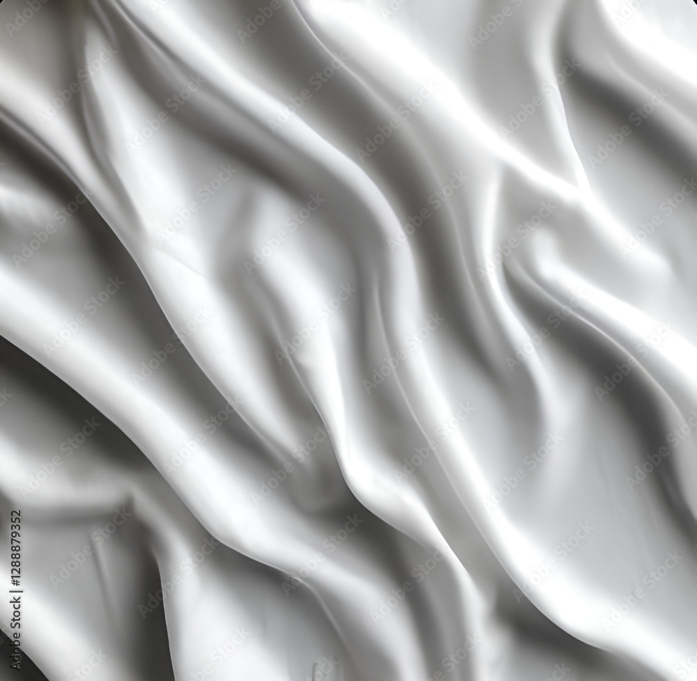 Fototapeta premium soft fabric with wavy folds. It is white in color and looks smooth and silky.