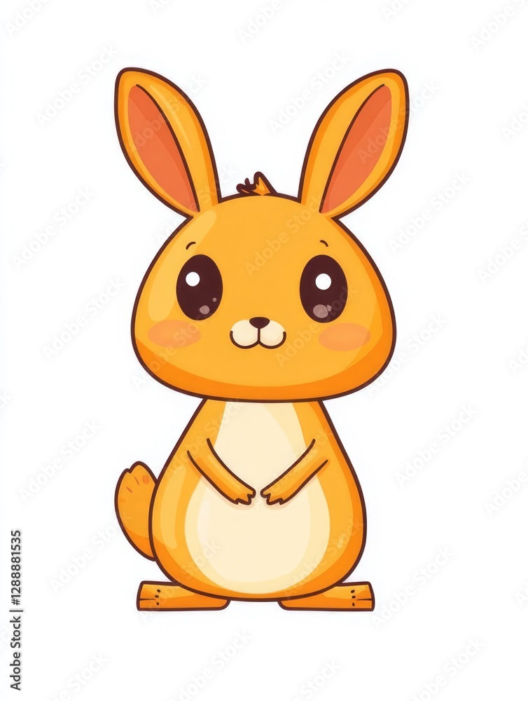 This adorable illustration features a charming orange bunny character with a friendly smile, ideal for children's books and playful branding purposes. This adorable illustration features a charming orange bunny character with a friendly smile, ideal for children's books and playful branding purposes.