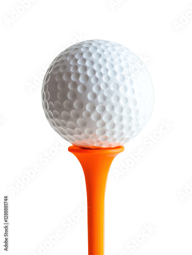 Isolated Golf Ball on Orange Tee