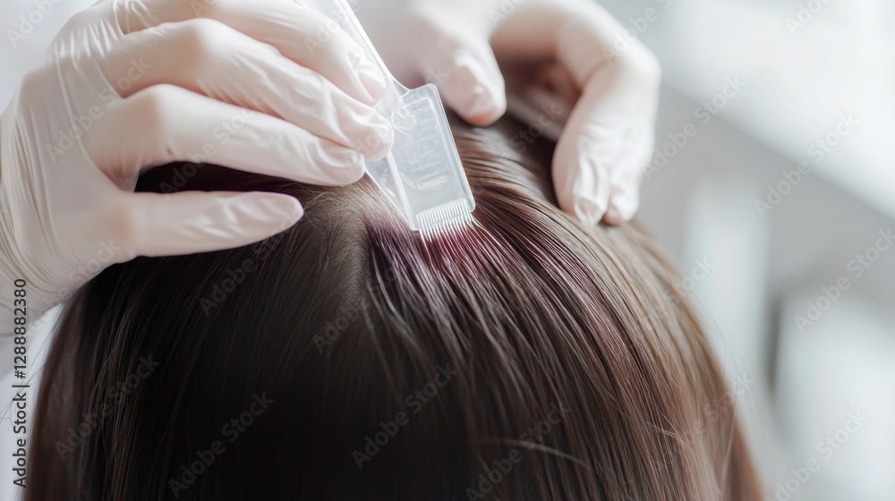 Fototapeta premium Hair restoration therapy in a bright beauty clinic. Featuring rejuvenating treatments and expert care