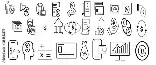 Business and management line icons set.