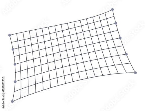 Obraz na płótnie Fish net icon, isolated fishnet and fish scoop. Mesh tool used for catching. Device for safely transferring fish from one container to another or water. Vector cartoon illustration w salonie