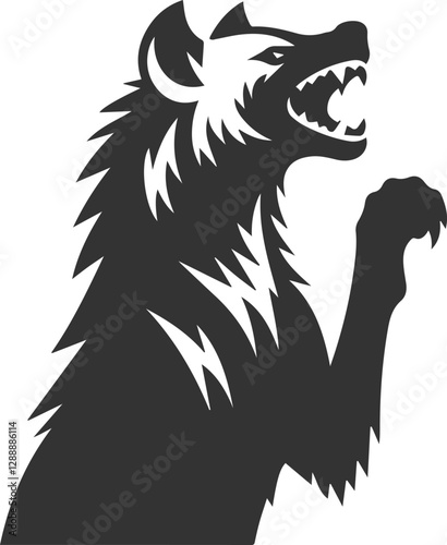 Wallpaper Mural A hyena growling with one front paw raised vector animal silhouette Torontodigital.ca