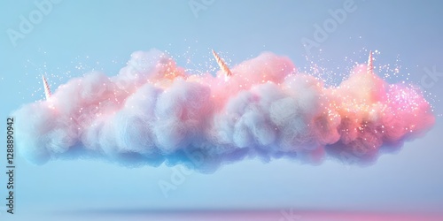 Cotton candy-colored dream clouds with unicorn-inspired magical lights.