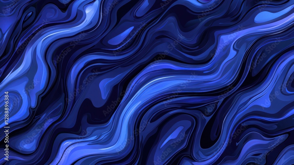 Obraz premium Fluid Blue Waves Abstract Pattern with Dark Background for Design