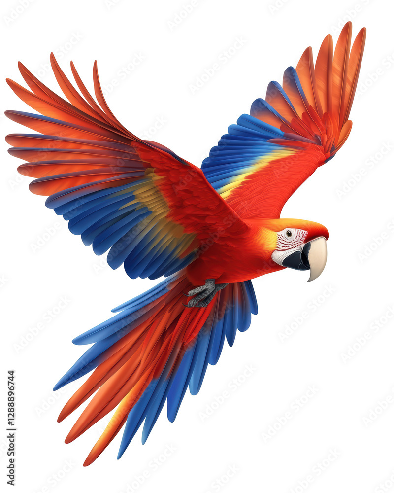 Fototapeta premium Isolated Scarlet Macaw in Flight