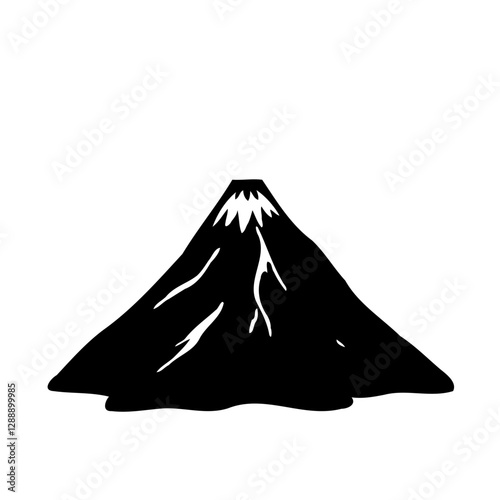 Simple Silhouette of a Mountain With Snow Peak