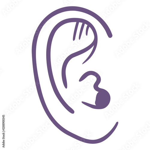 Outline of an Ear: A minimalistic illustration of an ear, rendered in a simple, clean style.