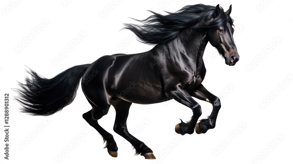 Isolated Running Black Horse Isolated Running Black Horse