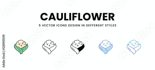 Cauliflower vector icons set stock illustration.