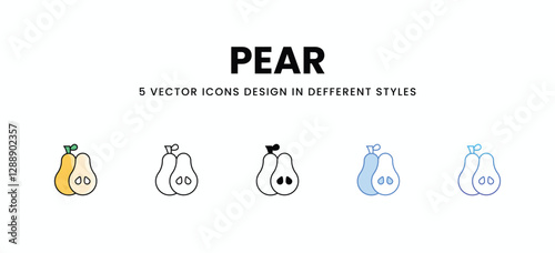 Pear vector icons set stock illustration.