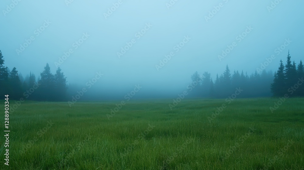 Misty blue background of wild grass meadow Misty blue background of wild grass meadow