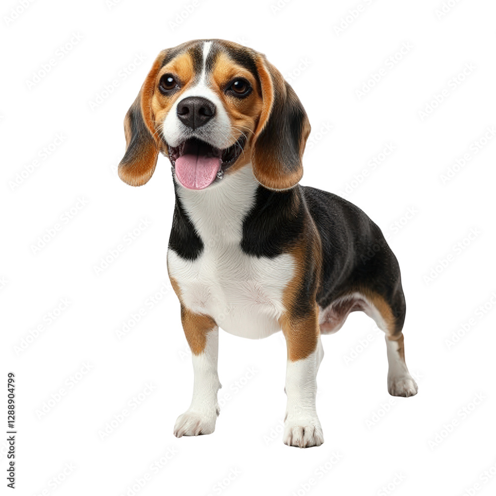 Small dog standing on a black background isolated with focus on its features and expression isolated on transparent background.. Small dog standing on a black background isolated with focus on its features and expression isolated on transparent background..