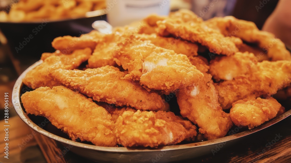 Crispy Southern fried chicken wings served with seasoned fries, ranch dressing, and perfectly fried fish on the side. Crispy Southern fried chicken wings served with seasoned fries, ranch dressing, and perfectly fried fish on the side.