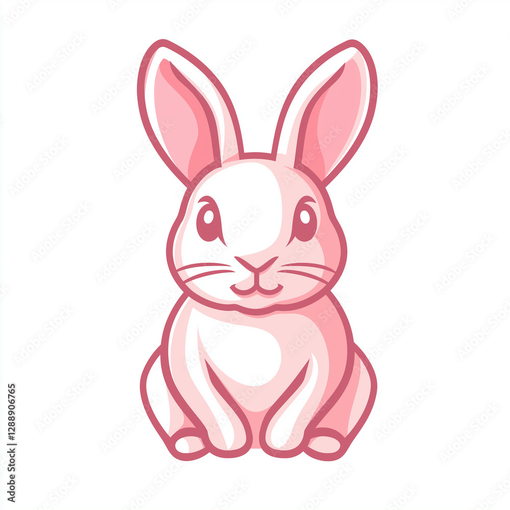 Pink Cartoon Bunny Rabbit Illustration Cute Hare Sitting Childrens Book Easter Pink Cartoon Bunny Rabbit Illustration Cute Hare Sitting Childrens Book Easter