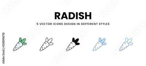 Radish vector icons set stock illustration.