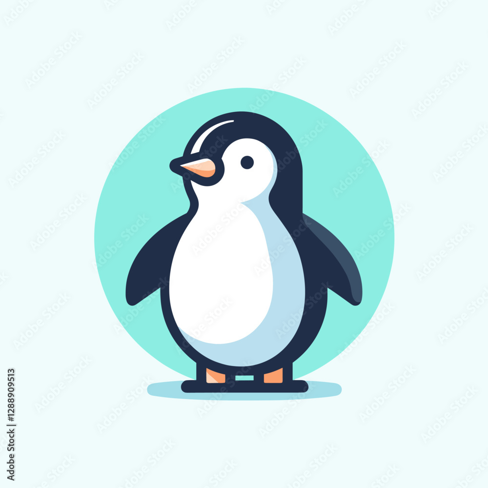 Naklejka premium A minimalist penguin illustration, featuring a simple and modern design. Perfect for creative projects, branding, or educational materials.