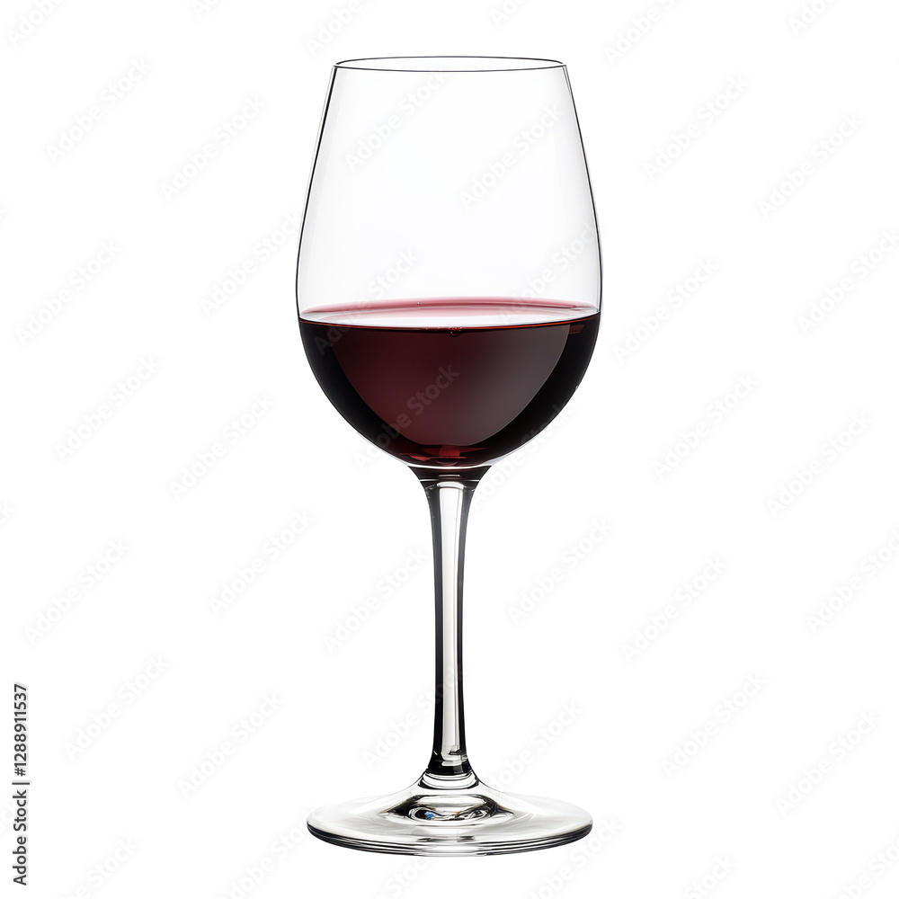 Isolated Red Wine Elegantly Poured into a Stemmed Glass Isolated Red Wine Elegantly Poured into a Stemmed Glass
