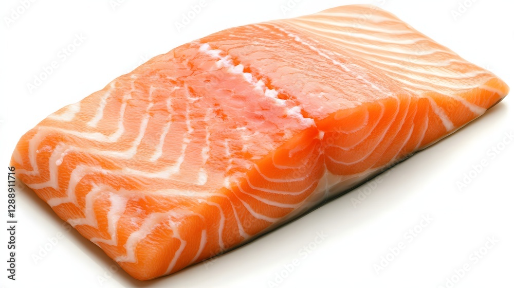 Freshly Filleted Salmon with Vibrant Orange Flesh and Intricate Marbling Ready for Cooking Freshly Filleted Salmon with Vibrant Orange Flesh and Intricate Marbling Ready for Cooking