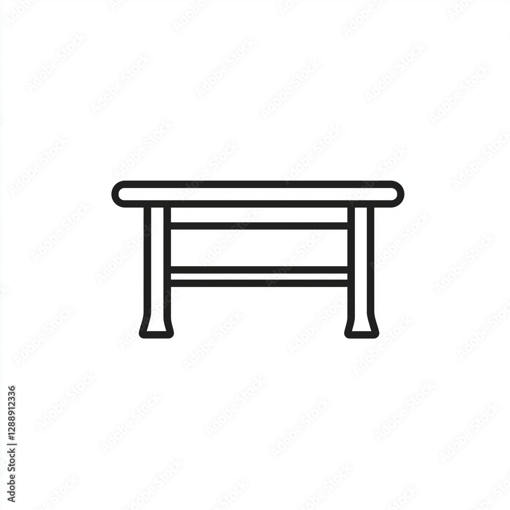 Simple Line Drawing Modern Coffee Table with Shelf Simple Line Drawing Modern Coffee Table with Shelf