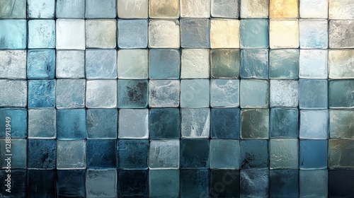 A Detailed View of Squares With Different Shades of Blue
