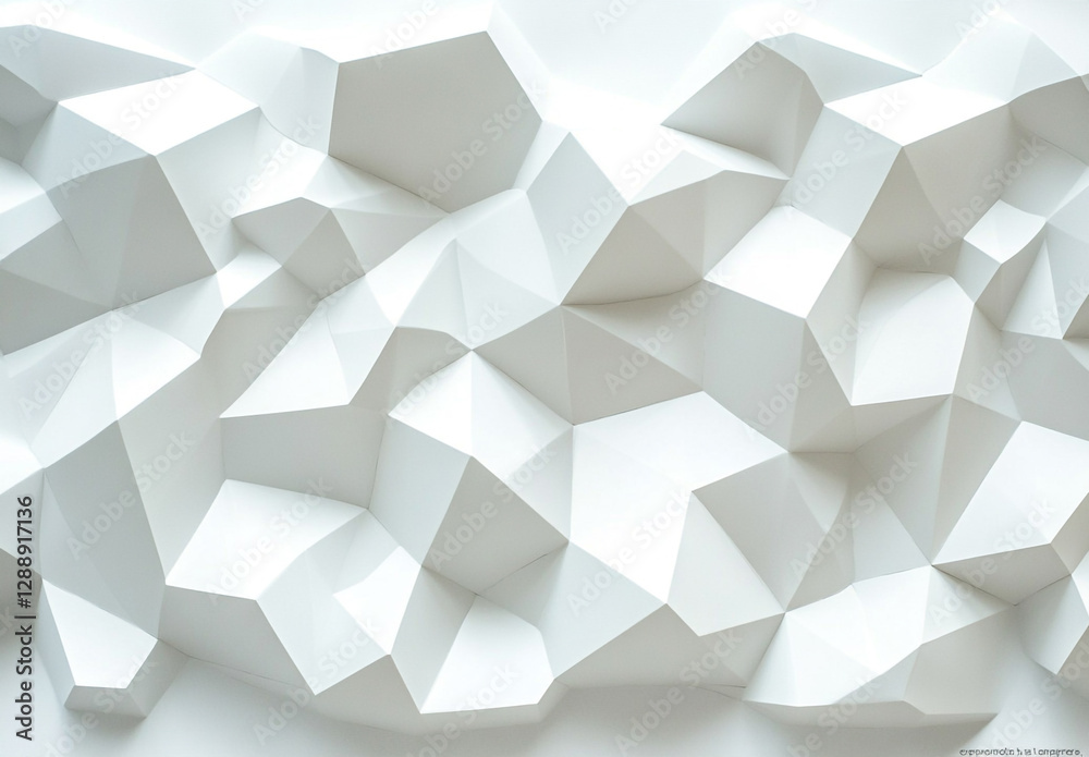 Fototapeta premium Minimalist white background with 3D hexagonal shapes