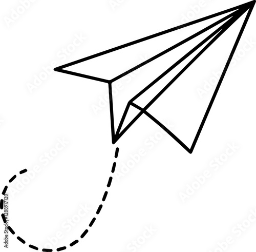 Emotional Value concept Paper airplane flying with a dotted line trail.
