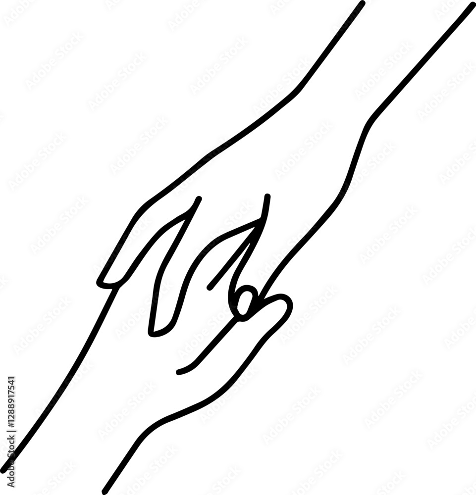 Emotional Value concept Two hands reaching out to each other in a simple line art style. Emotional Value concept Two hands reaching out to each other in a simple line art style.
