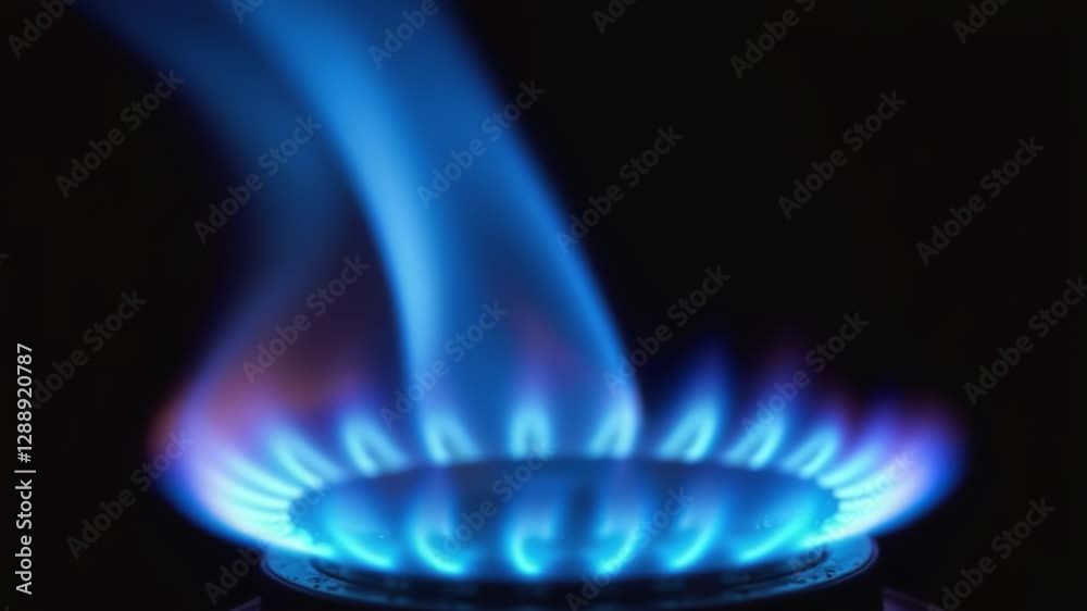 Blue scattered fire with smoke, Long blue gas flames, Close Up of Abstract blue flame on black background Blue scattered fire with smoke, Long blue gas flames, Close Up of Abstract blue flame on black background