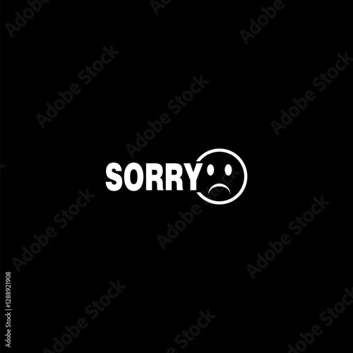  Sorry icon isolated on black background