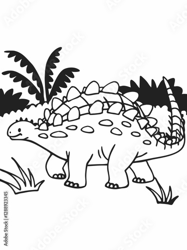 Ankylosaurus Illustration in Children's Coloring Book