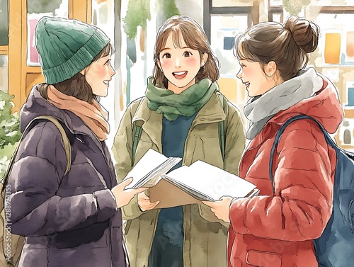 Friends Talking in Bookstore