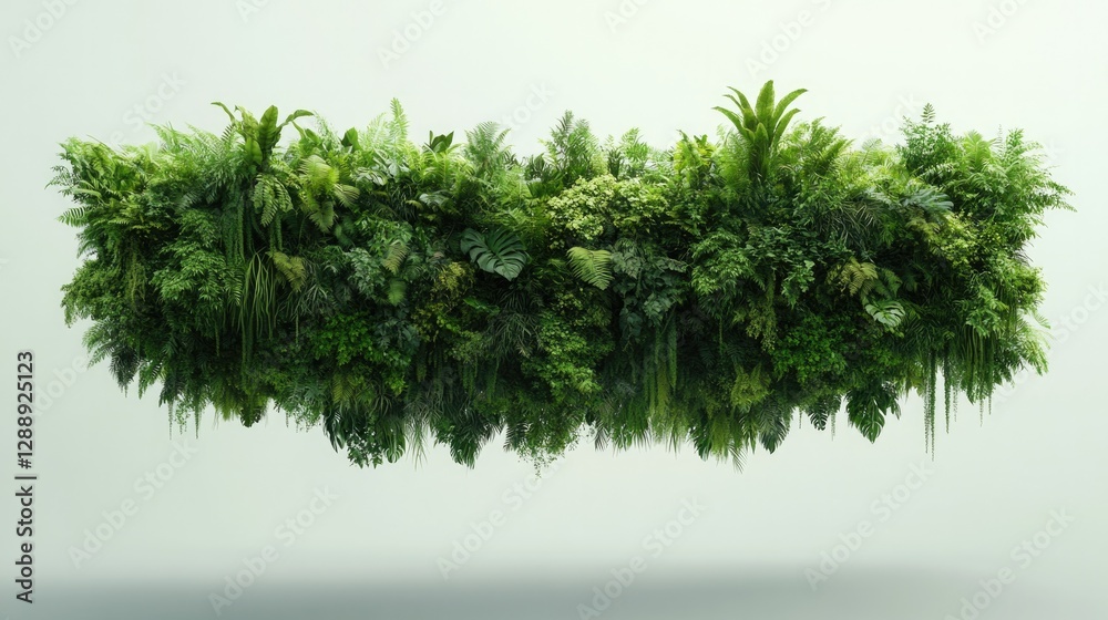 Fototapeta premium Lush greenery suspended in mid-air, showcasing vibrant leaves an