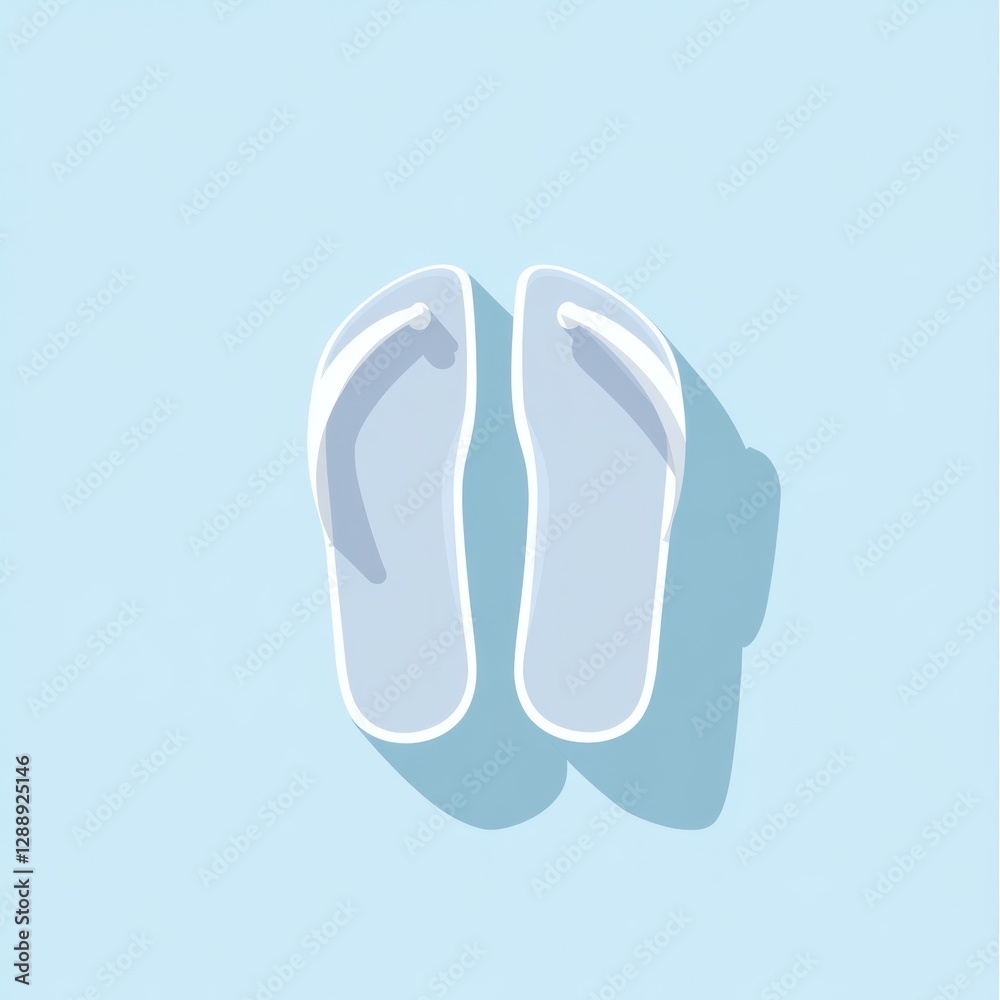 Light Blue Flip Flops on Light Blue Background Light Blue Flip Flops on Light Blue Background