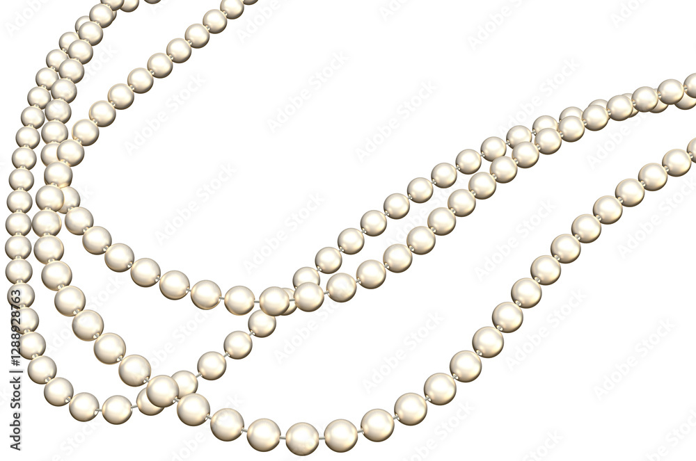 Pearl necklace over a transparent background. 3D render. Pearl necklace over a transparent background. 3D render.