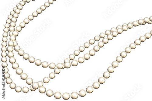 Pearl necklace over a transparent background. 3D render.