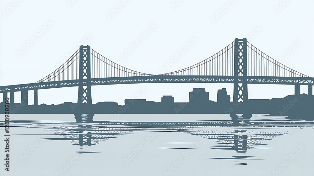 Fototapeta premium A bridge emoji on a steel gray background, minimal flat design, isolated