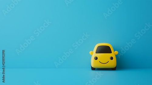 A car emoji on a steel blue background, minimal flat design, isolated