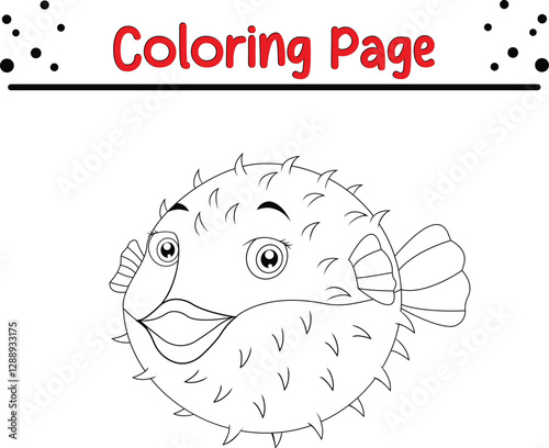 Puffer Fish Coloring Page. sea animal coloring book page for kids