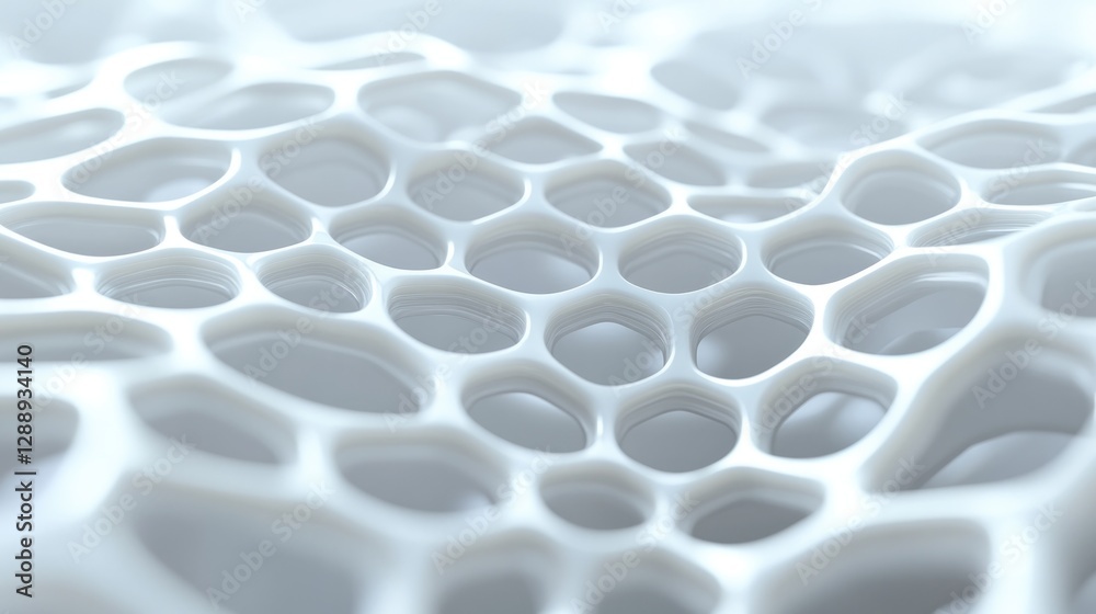 Intricate white texture with interconnected cells creating soft,