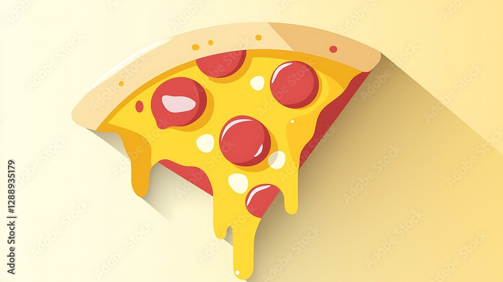 Pizza slice emoji minimal flat design with melted cheese and toppings isolate other color background Pizza slice emoji minimal flat design with melted cheese and toppings isolate other color background