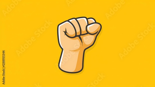 Raised fist emoji minimal flat design showing strength isolate other color background
