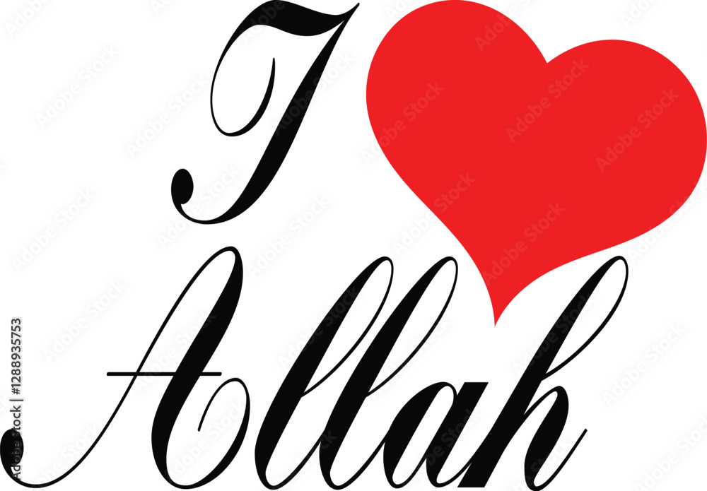 Fototapeta premium Elegant Islamic Calligraphy – I Love Allah Arabic Typography Art