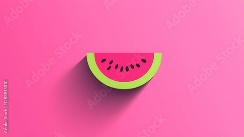 Watermelon slice emoji minimal flat design with seeds and vibrant color isolate other color background