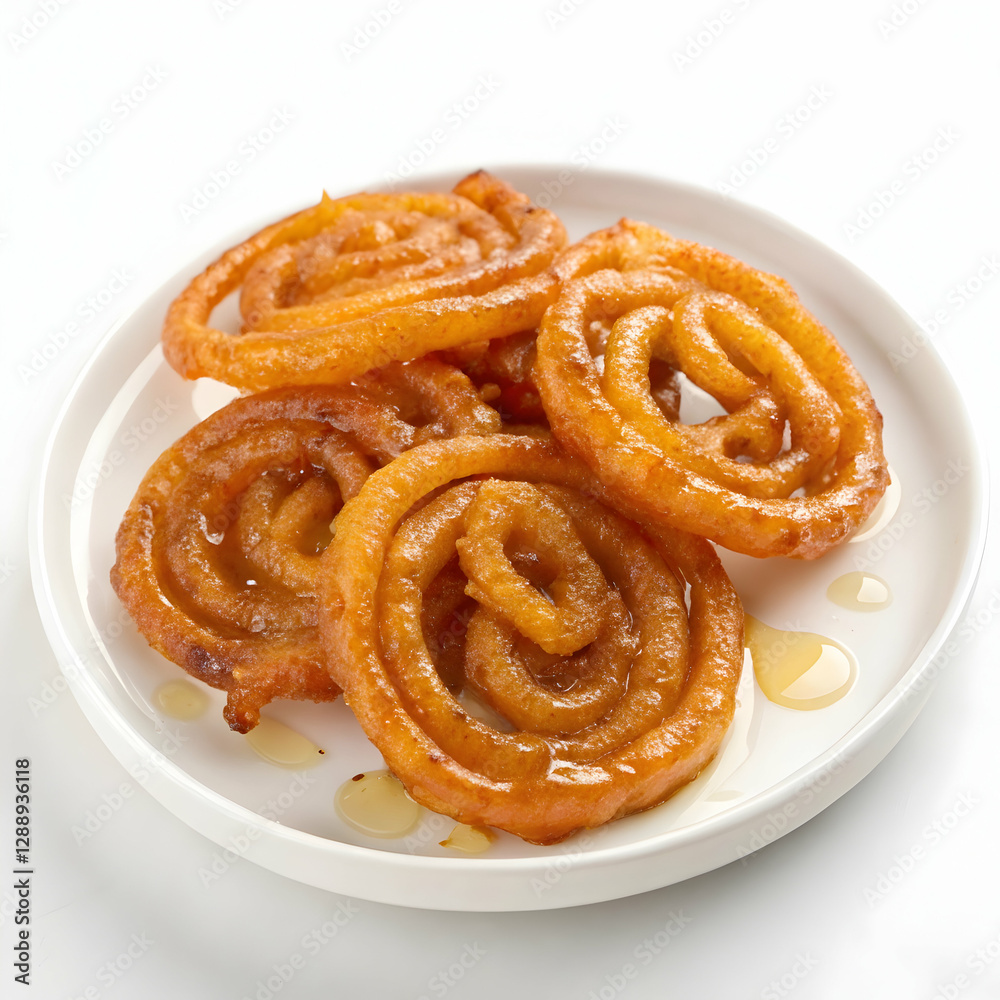 Sweet Jalebi Indian dessert in bowl orange spiral treat Sweet Jalebi Indian dessert in bowl orange spiral treat