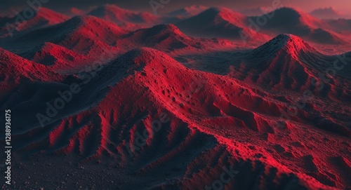 Textured red and black granular landscape with soft lighting and depth